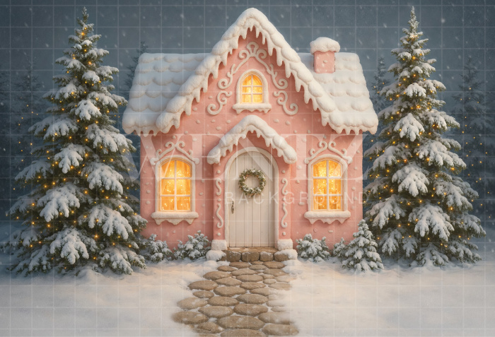 Fabric Photography Background Christmas House / Backdrop 7380