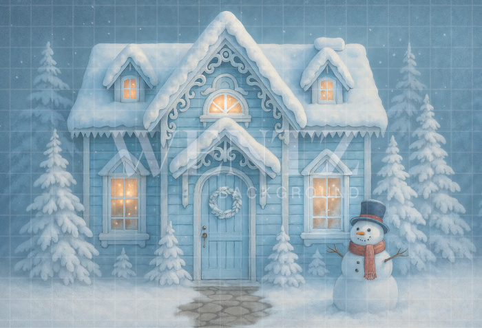 Fabric Photography Background Christmas House / Backdrop 7384