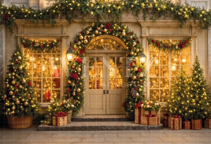 Fabric Photography Background Christmas Gift Store / Backdrop  7388