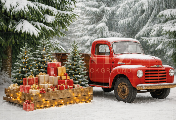 Fabric Photography Background Santa's Car Christmas / Backdrop 7390