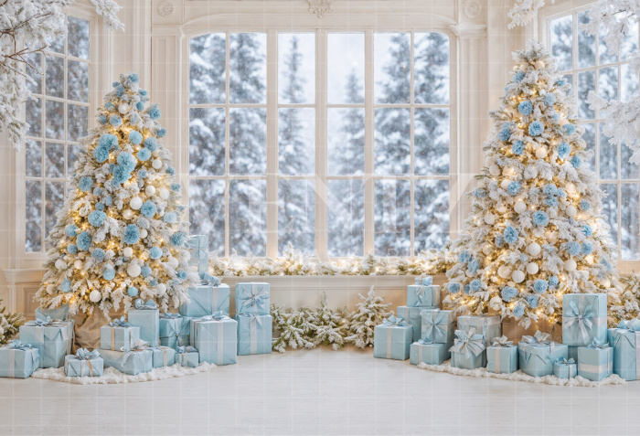 Fabric Photography Background Living Room with Window Christmas / Backdrop 7395