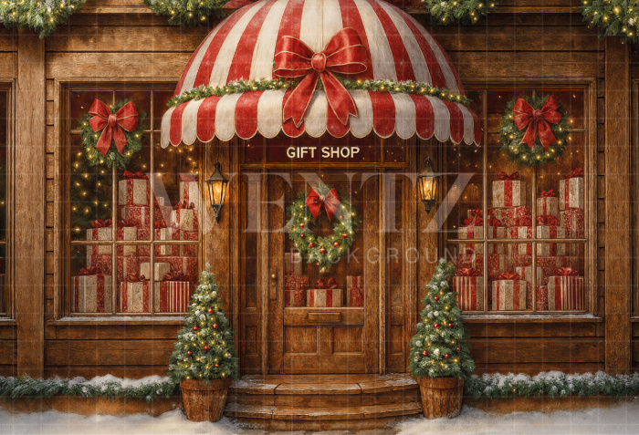 Fabric Photography Background Christmas Gift Store / Backdrop 7391