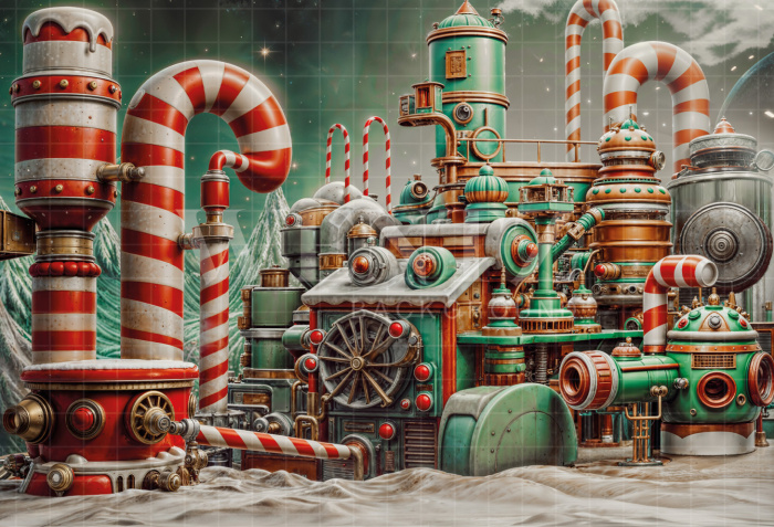 Fabric Photography Background Christmas Factory / Backdrop 6263