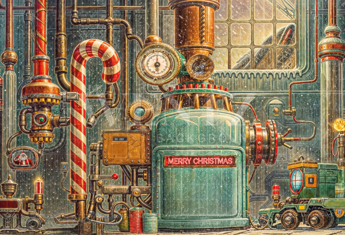 Fabric Photography Background Christmas Factory / Backdrop 6274