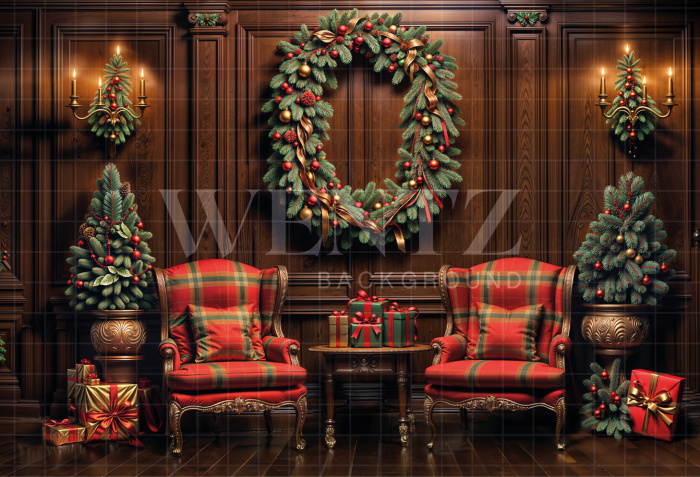Fabric Photography Background Christmas Room / Backdrop 6285