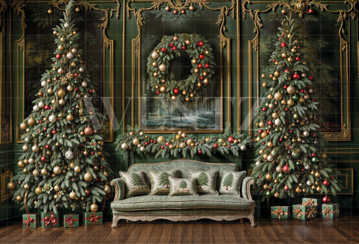Fabric Photography Background Christmas Room / Backdrop 6305