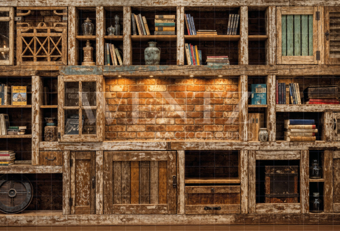 Fabric Photography Background Bookshelf Father's Day / Backdrop 7276