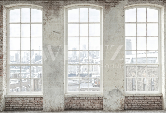 Fabric Photography Background Brick Wall with Windows Father's Day / Backdrop 7323