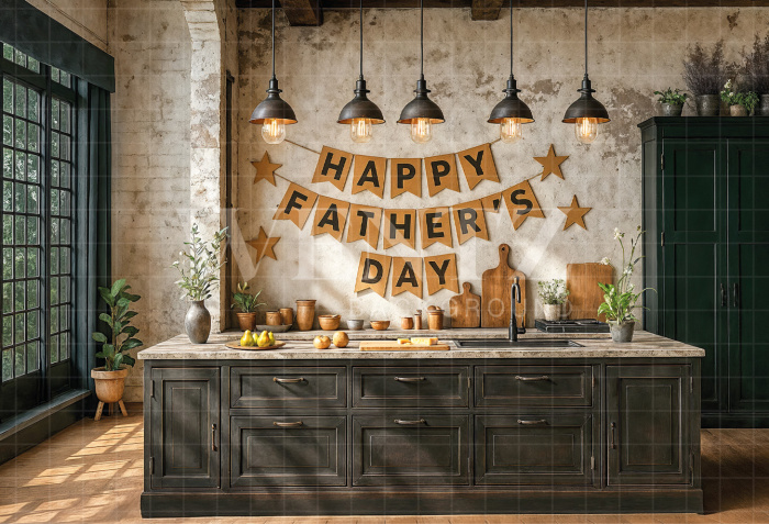 Fabric Photography Background Kitchen Father's Day / Backdrop 7495