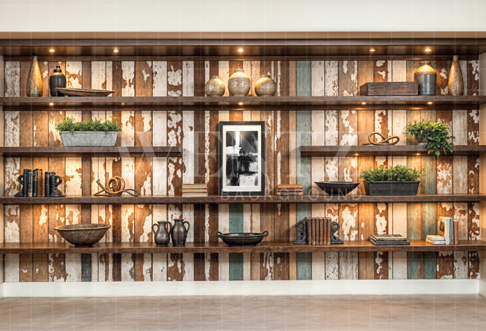 Fabric Photography Background Rustic Shelf for Father's Day / Backdrop 7254