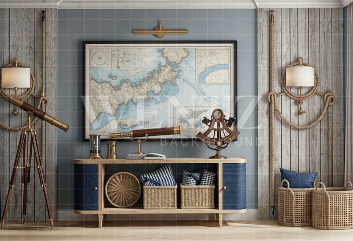 Fabric Photo Background Map Room Father's Day / Backdrop 7258