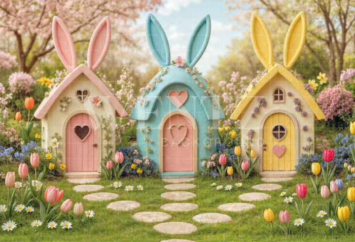 Fabric Photography Background Easter Village / Backdrop 7987