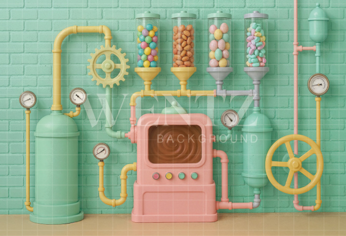 Fabric Photography Background Easter Chocolate Factory / Backdrop 7995