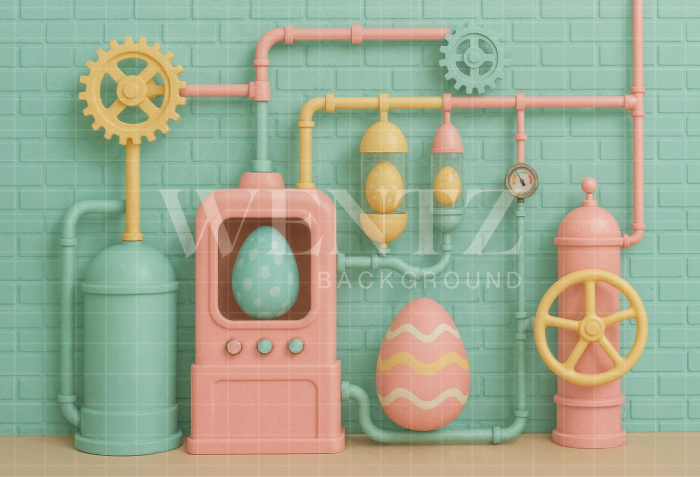 Fabric Photography Background Easter Chocolate Factory / Backdrop 7996