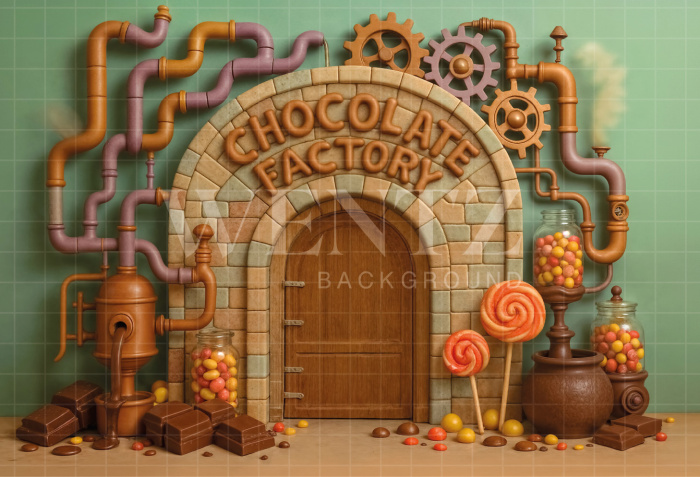 Fabric Photography Background Easter Chocolate Factory / Backdrop 7997
