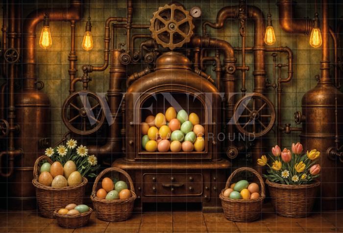 Fabric Photography Background Easter Chocolate Factory / Backdrop 7998