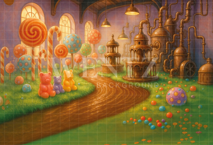 Fabric Photography Background Easter Chocolate Factory / Backdrop 8000