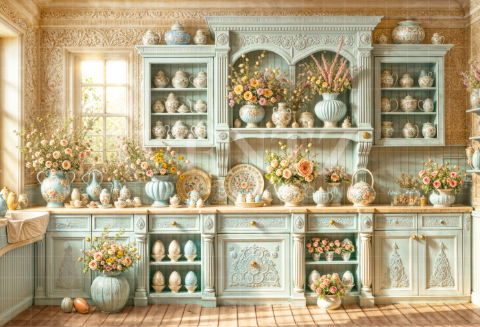 Fabric Photography Background Easter Kitchen / Backdrop 6677