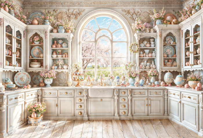 Fabric Photography Background Easter Kitchen / Backdrop 6682