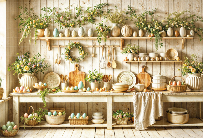 Fabric Photography Background Easter Kitchen / Backdrop 6702