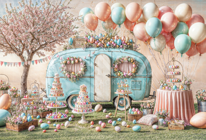 Fabric Photography Background Easter Trailer / Backdrop 6709