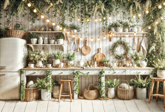 Fabric Photography Background Easter Kitchen / Backdrop 6712