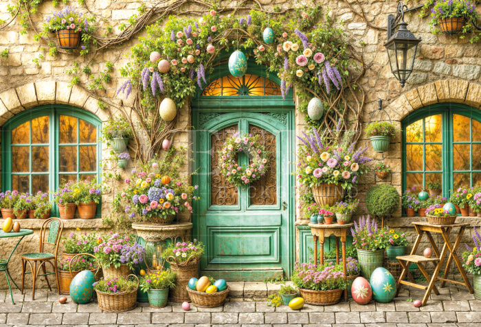 Fabric Photography Background Easter Facade / Backdrop 6714