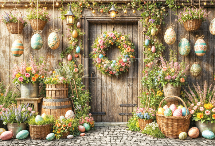 Fabric Photography Background Easter Facade / Backdrop 6717