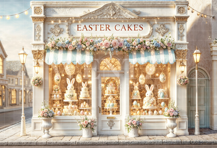Fabric Photography Background Easter Cakes Shop / Backdrop 6728