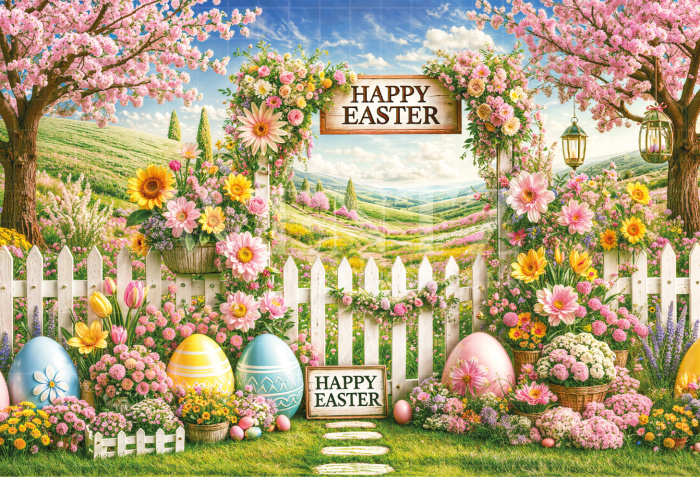 Fabric Photography Background Easter Garden / Backdrop 6729