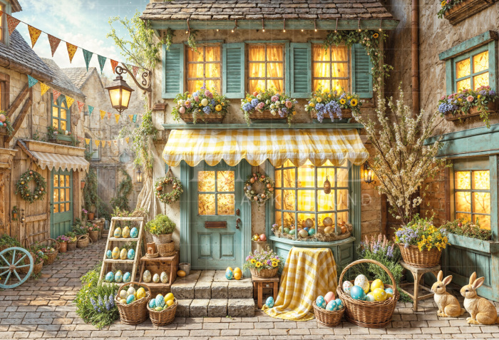 Fabric Photography Background Easter House / Backdrop 6758