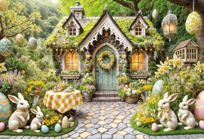 Fabric Photography Background Easter House / Backdrop 6763