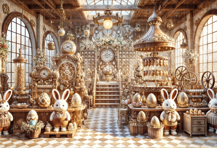 Fabric Photography Background Easter Egg Factory / Backdrop 6765