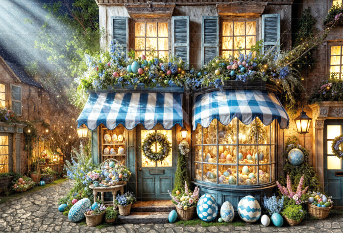 Fabric Photography Background Easter House / Backdrop 6777