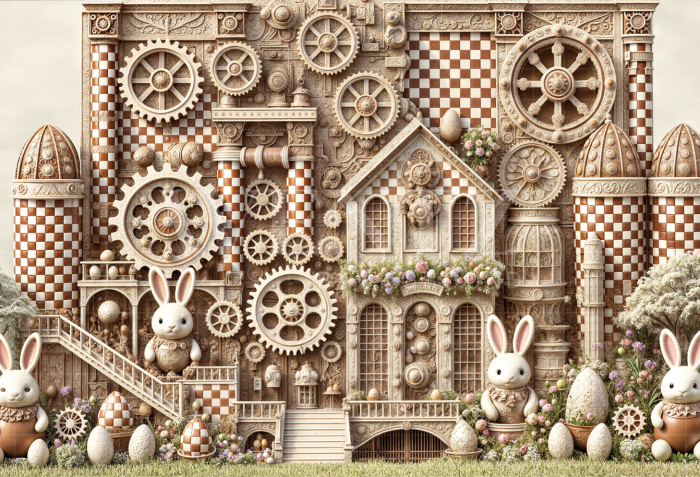 Fabric Photography Background Easter Chocolate Factory / Backdrop 6816 