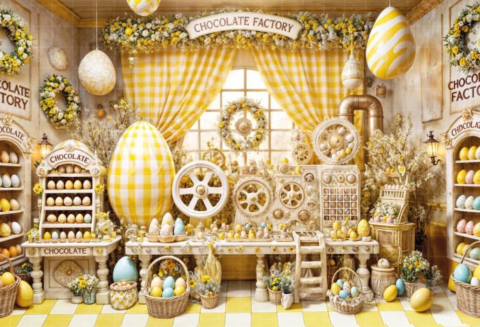 Fabric Photography Background Easter Egg Factory / Backdrop 6783
