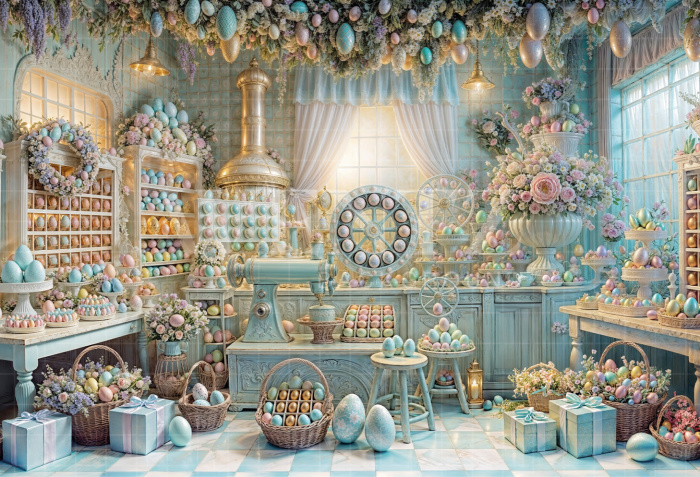 Fabric Photography Background Easter Egg Factory / Backdrop 6825