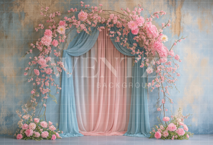 Fabric Photography Background Spring Floral Arch / Backdrop 7864