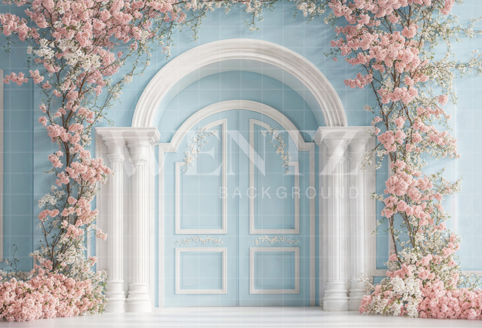 Fabric Photography Background Spring Floral Arch / Backdrop 7867