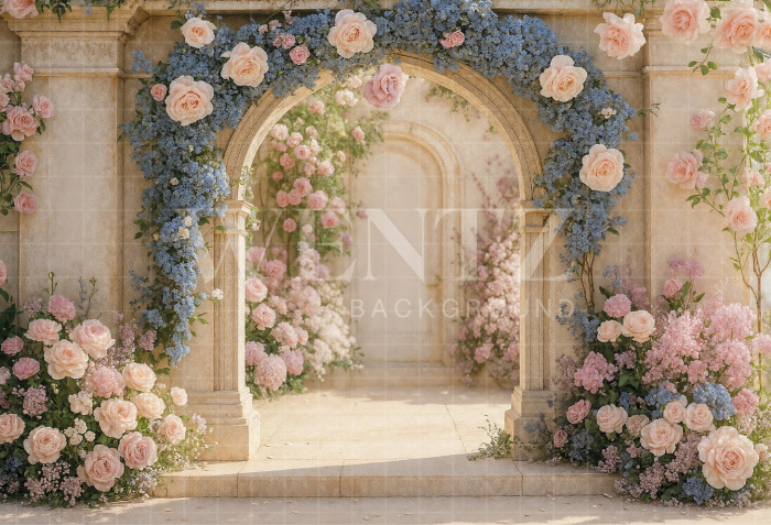 Fabric Photography Background Spring Floral Arch / Backdrop 7878