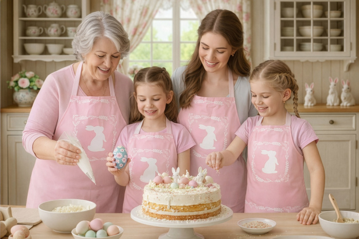 Kit 4 Family Aprons Easter / AW61