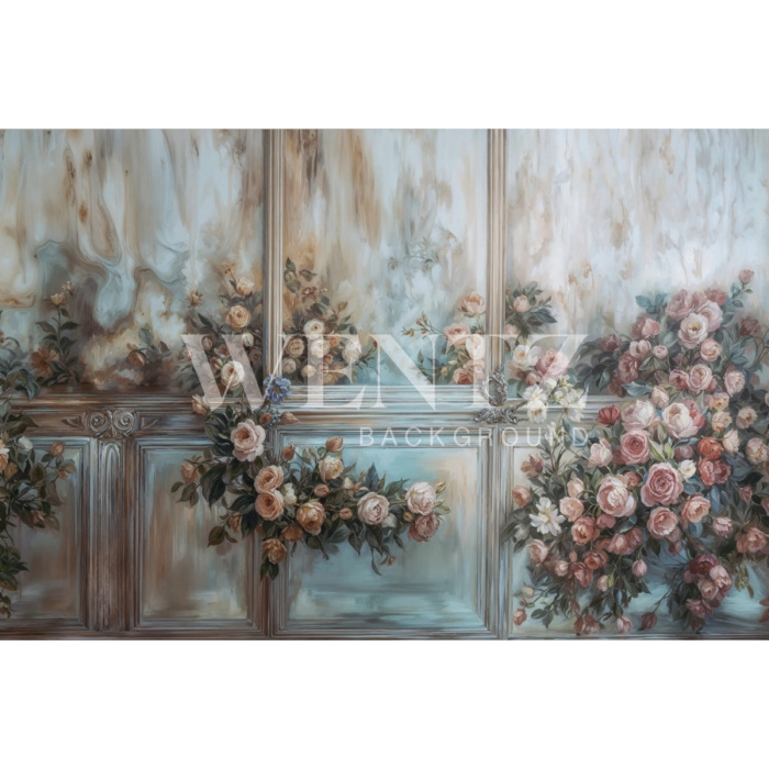 Fabric Photography Background Mother's Day with Flowers / Backdrop 5982