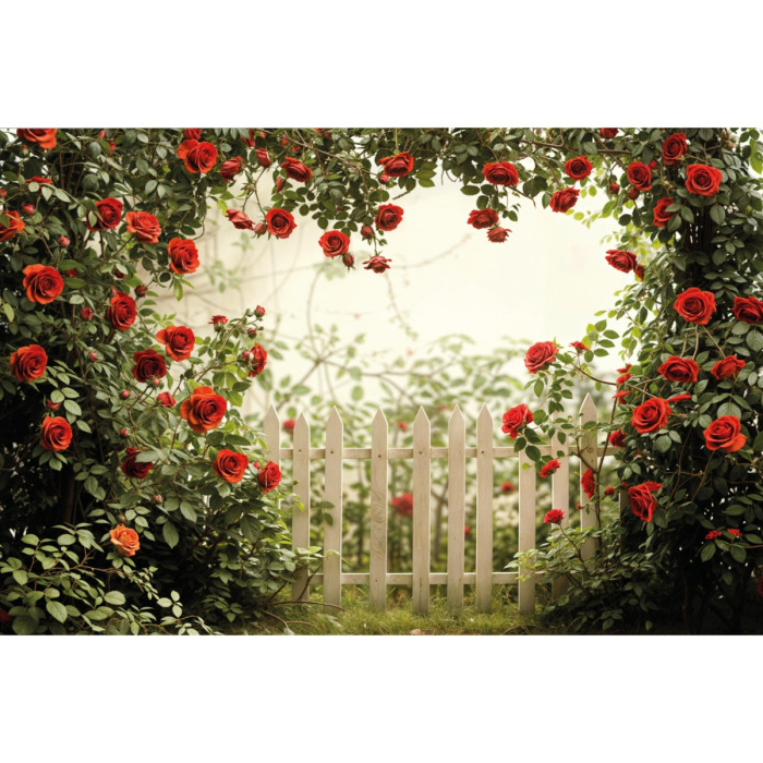 Fabric Photography Background Valentine's Day Garden with Flowers / Backdrop 5991