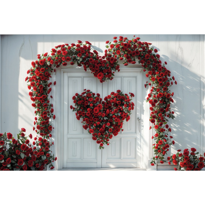 Fabric Photography Background Valentine's Day with Flowers / Backdrop 5988