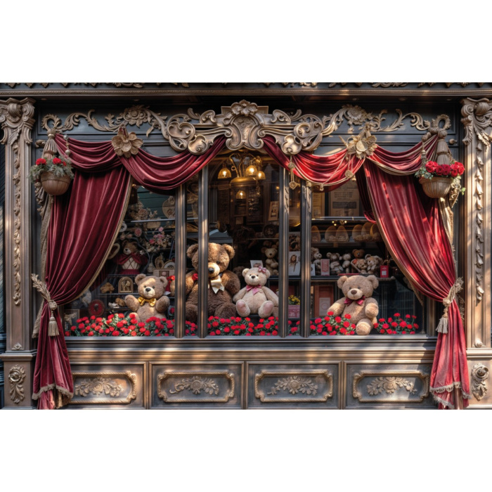 Fabric Photography Background Valentine's Day Gift Shop / Backdrop 5997