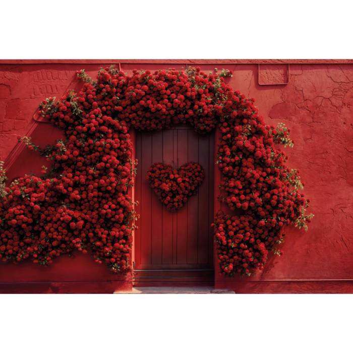 Fabric Photography Background Valentine's Day with Flowers / Backdrop 5999