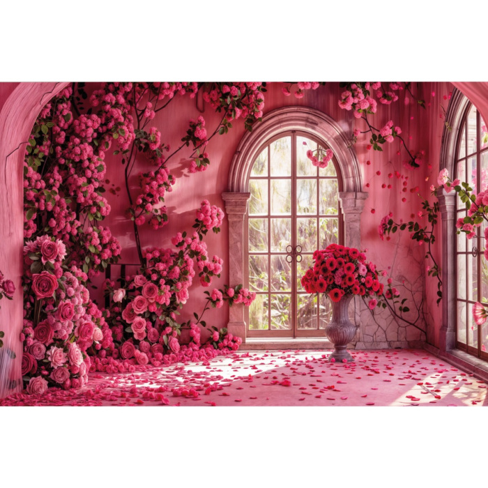 Fabric Photography Background Valentine's Day with Flowers / Backdrop 6000
