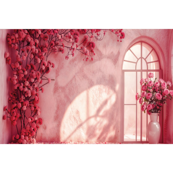 Fabric Photography Background Valentine's Day with Flowers / Backdrop 6002