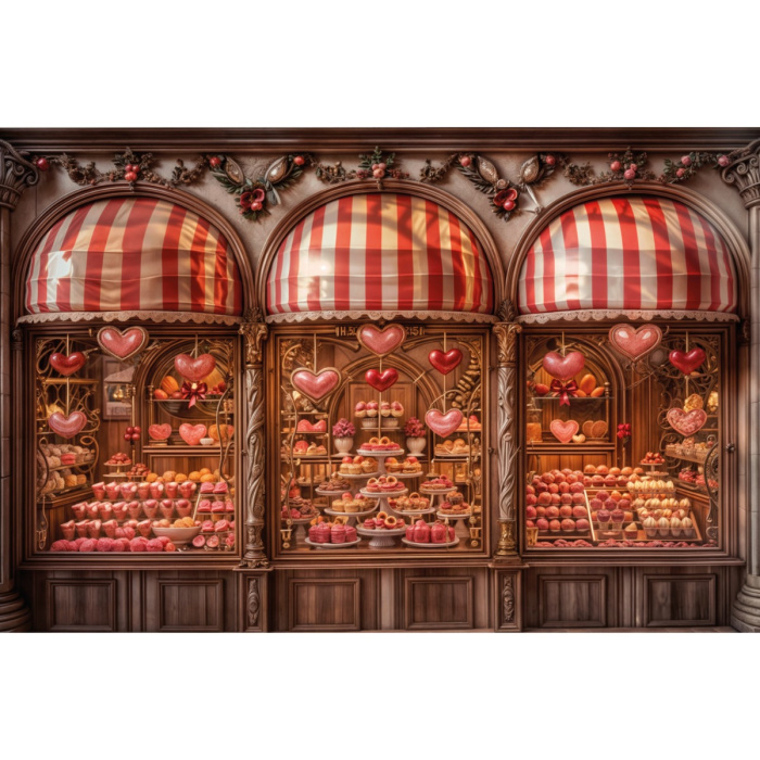 Fabric Photography Background Valentine's Day Sweet Shop / Backdrop 6010