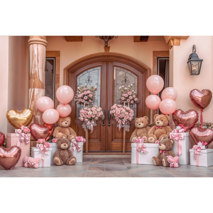 Fabric Photography Background Valentine's Day Romantic Facade / Backdrop 6013